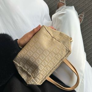 Authentic Vintage Fendi Zucchino Mini Canvas Handbag